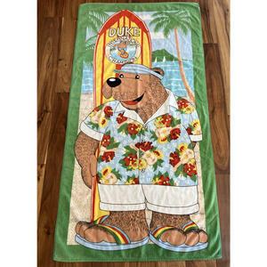 Vintage Seven Seas Duke Surfing Bear Hawaii Bear Unique RARE Beach Towel Cotton